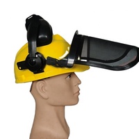 Casque de sécurité industriel réglable en PP de type V pour tronçonneuse forestière, avec écran facial en maille de fer et protège-oreilles, 4 points de suspension