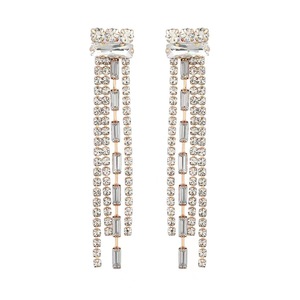 클로 체인 합금 크리스탈 풀 다이아몬드 스터드 귀걸이 빛나는 긴 술 귀걸이 여성 유럽 미국 결혼식 - Product Image 2