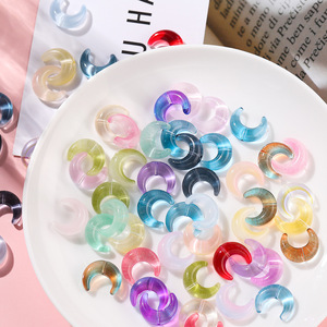 <b>Crystal</b> Lampwork Glass Half Moon <b>Beads</b> For <b>Bracelet</b> Making AC4052 - Product Image 4
