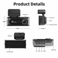Kamera Dashcam 2 Kanal Kustom 4K Depan dan Belakang 1080P WiFi DVR Mobil dengan Penglihatan Malam Layar IPS 3.2 Inci Kamera Dash Mini 4K