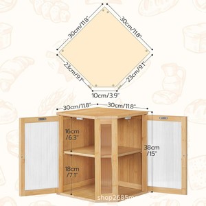 Boîte à pain en bambou Chuangcheng à double couche avec porte, rangement pour comptoir de cuisine, armoire à nourriture - Product Image 2