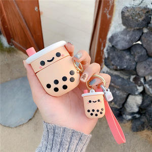 Sang trọng Ngọc trai Trà sữa 3D dễ thương BOBA trà Silicone Bìa Keychain mềm PVC Tai nghe trường hợp AirPods 1 Pro 3 iphone cộng với trà sữa - Product Image 5