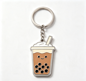 Custom Zinc Alloy Enamel Boba Milk Tea Keychain Metal Key <b>Ring</b> Souvenir Gift - Product Image 2