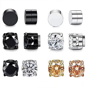 1 Paio di <span class=keywords><strong>Orecchini</strong></span> Magnetici a Clip in Acciaio Inossidabile per Uomo e Donna, Orecchino Punk Rotondo <span class=keywords><strong>con</strong></span> Zircone Magnetico, Gioielli per Orecchie Senza Foro - Product Image 2
