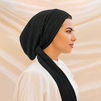 Nouveauté : Hijabs respirants et tendance avec sangle, foulard plissé extensible de qualité supérieure, hijab en jersey côtelé pour femmes