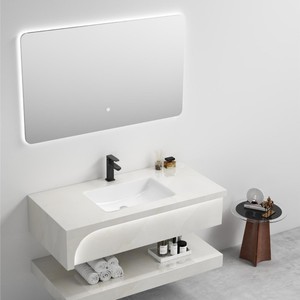 Simple double-layer slate ceramic integrated washbasin bathroom <b>cabinet</b> combination washbasin hotel bathroom washbasin - Product Image 1