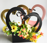 Swanzl — panier d'emballage floral pliable, en forme de cœur, écologique, avec poignée, pour rangement de fleurs, boîte de mariage