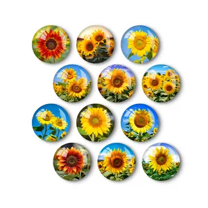 Wholesale High Standard Commemorative Sunflower Crystal Glass Rubber Refrigerator magnets Custom 3D refrigerator magnets