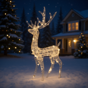 Renne en acrylique de 1,20 m avec lumières de Noël blanc chaud, modèle D0100HECGNY - Product Image 2