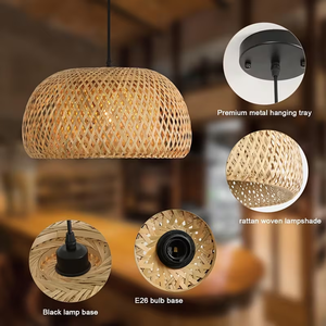 Minimalist <strong>Boho</strong> Rattan Pendant <strong>Light</strong> Handmade Woven Bamboo <strong>Ceiling</strong> Chandelier Eco-Friendly Modern Lighting for Home Decoration - Product Image 4