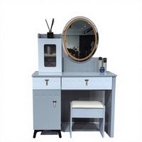 Table de maquillage moderne en panneaux de bois écologiques et durables avec miroir éclairé et rangement pour chambre à coucher