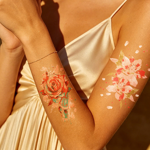 Autocollants de <span class=keywords><strong>tatouage</strong></span> style rose sombre, tatouages floraux sexy imperméables pour <span class=keywords><strong>bras</strong></span> et clavicule - Product Image 6