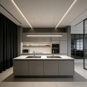 Meubles de cuisine modulaires personnalisables, style moderne, placage bois, fermeture douce, écologiques, imperméables - Product Image 1