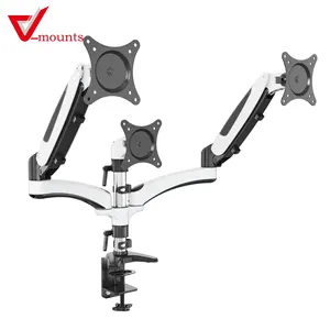 V-mounts SpaceErgo Gas spring aluminum arm manual adjustment triple monitor stand mount with cable take-up function