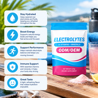 Poudre d'électrolytes pour l'hydratation sportive, remplace les électrolytes perdues, emballage OEM, faible MOQ, fabricant de produits nutritionnels