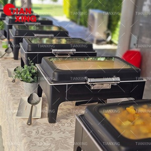 Set de Lujo para Bufé de Restaurante Calentador de Comida con Plato de Fricción Hidráulico de 9L <span class=keywords><strong>Chafing</strong></span> Dish Negro - Product Image 1