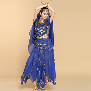 Jh519 tissu écharpe en mousseline de soie 6 pièces pour filles adultes Performance princesse ensembles de vêtements 2025 indien danse du ventre Topknot et <span class=keywords><strong>fleur</strong></span> - Product Image 2