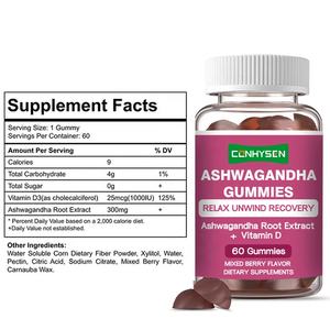 Venta al por mayor de fábrica Ashwagandha Gummies Equilibra tus emociones con vitamina <span class=keywords><strong>D</strong></span> Ashwagandha Root Extract Candy Gummies - Product Image 2