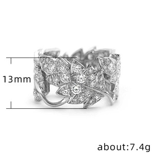 Anello da Cocktail F633 con Fiore, Anello da Donna per Matrimonio, con Zirconia Cubica a Pavé e Pietra Rotonda, Gioiello alla Moda - Product Image 5
