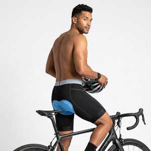 Men's Black 3D Padded <b>Cycling</b> <b>Shorts</b> With Blue Gel <b>Padding</b> Fitted Moisture Wicking Brief Style Spandex Nylon - Product Image 4