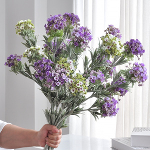 Fleur d'hortensia artificielle Yoshinobu, fleur en soie violette et blanche, style européen, décoration de mariage à domicile, bouquet à 3 têtes - Product Image 1