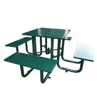 Table et chaises de pique-nique en acier pour l'extérieur, design moderne pour la maison, l'hôpital, le pub, la cour, la salle à manger, l'école, l'hôtel
