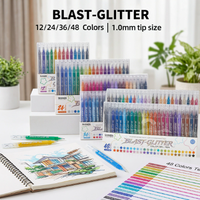 Pena gel glitter cepat kering warna-warni untuk gambar, planner pelajar, tampilan mewah