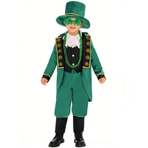 Disfraz Irlandés del Día de San Patricio, Conjunto de Trébol de Cuatro Hojas, Disfraz Infantil para Fiestas y Actuaciones, Traje Verde Unisex - Product Image 4