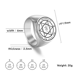 Anillo de Acero Inoxidable 316, Ego Servi Dei Beneplacitum Et Abundancia, Vau Phocbus Rcgulus <span class=keywords><strong>Sol</strong></span> Eloah Shemesh, Amuleto, Talismán, Joyería - Product Image 4