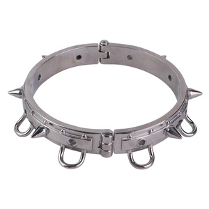 Adjustable Metal Collar with Spikes and O-Ring Punk Gothic <b>Choker</b> Bondage Neck Restraint for Adults - Product Image 5