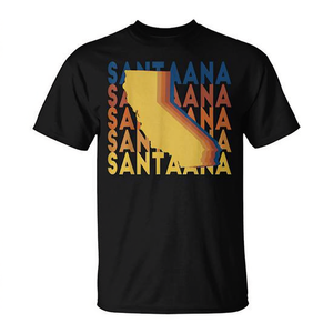 Camiseta Santa Ana California con diseño retro repetido en negro - Product Image 2