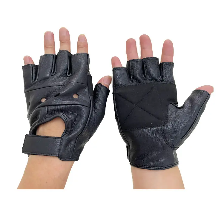 Leather Half Finger Gloves Pakistan For Driving Cycle Climbing Tactical Pure Leather Sheepskin Half Finger Cycling Gloves