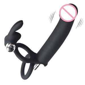 Vibrador de Anillo de Doble Orificio de 10 Frecuencias, Deslizador de Conejo, para Parejas, Retrasa la Eyaculación Masculina y Femenina, Masturbador de Huevo - Product Image 1