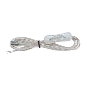 Plugue fêmea personalizado para uso com faixa de luz neon, cabo de alimentação de extensão de 2 núcleos, terminal aberto, 5.5x2.1mm, com interruptor de 304