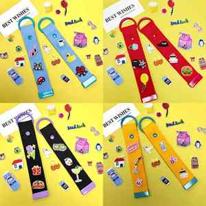 Porte-monnaie durable en polyester tissé de 32 mm avec mini-étiquette brodée thermocollée motif dessin animé, idéal pour la décoration de chapeaux et sacs - Product Image 1