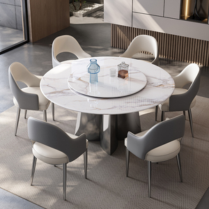 Tavolo da pranzo con piattaforma girevole in pietra Super cristallo per mobili per <span class=keywords><strong>la</strong></span> casa, semplice e lussuoso tavolo da pranzo - Product Image 4