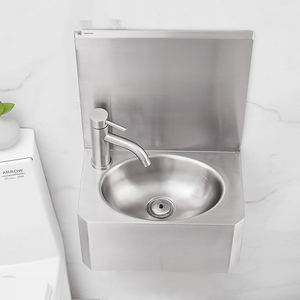 Évier mural ovale moderne en acier inoxydable 304, compact, mini, pour salle de bain, hôpital, école, bureau, gain de place, garantie 5 ans - Product Image 5