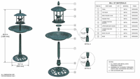Bain d'oiseaux et mangeoire 2-en-1 de style antique, en résine bronze écologique, design gazebo, résistant aux intempéries, pour la décoration extérieure du jardin