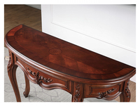 Table console en bois massif semi-circulaire sculptée de style américain montée au mur pour l'entrée, le couloir et le salon Fonctions d'écriture