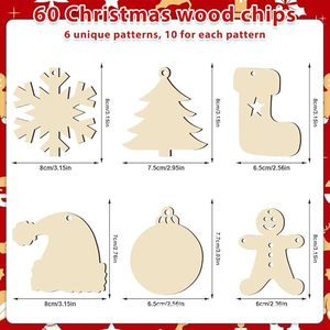 Ornements de Noël en bois artisanaux transfrontaliers, décorations DIY en copeaux de bois peints à la main, décorations pour arbre de Noël et fêtes à domicile - Product Image 4