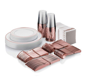175 Pack 25 Each 10.25"and 7.5"dinner Plates/ Fork/ Knife/spoon/ Wine/ Napkin Paper Premium Heavy Duty Disposable Plastic Plates
