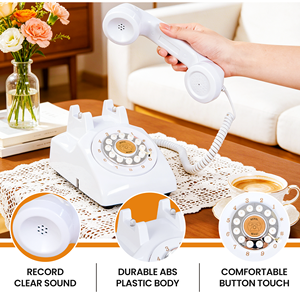 Livre d'or audio Téléphone antique au design rotatif rétro Années 60 Enregistrement 32 Go USB Rechargeable Indicateur LED Message pour mariage et fête - Product Image 3