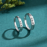 Ensemble de bagues assorties pour couple en argent sterling 925 de luxe léger, avec inscription « Je t'aime », ajustables, bijoux de mariage pour homme et femme