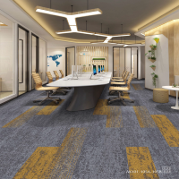 Dalles de moquette modulaires à dos bitumé, à poils bouclés, insonorisantes, rayées, pour hôtels, bureaux et escaliers