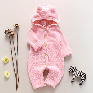 Newborn Infant Knit Onesie <b>Toddler</b> Long Sleeve Sweater Jumpsuit Cartoon Bear Winter Clothes Hot Sale Hooded Baby Romper - Product Image 6