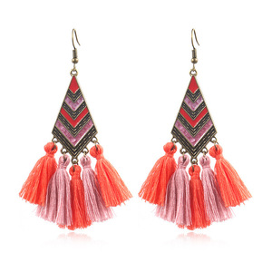 Boucles d'oreilles pendantes bohèmes à pompons en alliage plaqué bronze antique pour femme, bijoux de mode pour soirée - Product Image 5