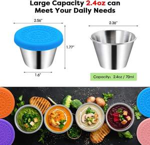 Taza para salsa de acero inoxidable de 2.4 oz para el hogar, con tapa de silicona, contenedor de condimentos para cocina y camping, contenedor para aderezo de ensalada - Product Image 3