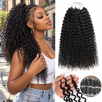 Extensions de cheveux en plumes de 18 pouces, 50g, bouclées, en fibre protéinée, pour tresses au crochet, noir naturel, faites à la main pour femmes, coiffage personnalisé