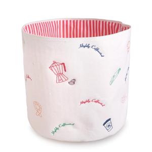 Cesta de Almacenamiento de Lona OEM, Plegable, con Temática de Café, Bordada, Redonda, Multifuncional, para Ropa, Juguetes, Cocina, Oficina, Decoración del Hogar - Product Image 1