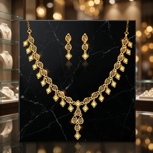 Ensemble de bijoux de mode en gros au design traditionnel, plaqué or micron 14K 18K 24K, style turc, style Dubaï, ensemble de colliers de mariage - Product Image 5